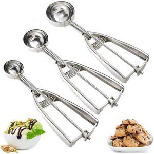 Ice Cream Scoop, 3Pcs Cookie Scoop Set, 18/8 Stainless Steel